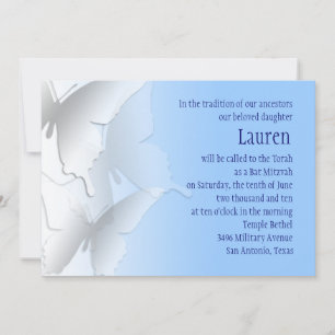 Any Colour Butterflies Bat Mitzvah Invitation