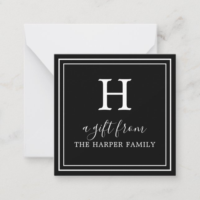 Any Colour - Classic Monogram Gift Enclosure Cards (Front)