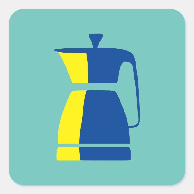 Any Colour Coffee Pot Square Sticker (Front)