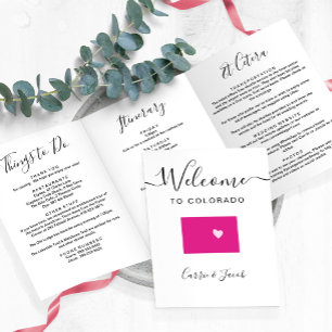Any Colour Colorado Wedding Welcome Bag Itinerary Tri-Fold Programme