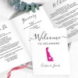 Any Colour Delaware Wedding Welcome Bag Itinerary Tri-Fold Programme<br><div class="desc">Welcome guests to your wedding with this tri-fold card. There is plenty of room to include your itinerary, restaurant suggestions, things to do, and contact info. There is space for a photo on the back of the card. All text may be customised, including the heading. You may edit the colours...</div>