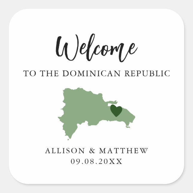 Any Colour Dominican Republic Wedding Welcome Bag Square Sticker (Front)