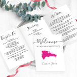 Any Colour Dominican Republic Wedding Welcome Tri-Fold Programme<br><div class="desc">Welcome guests to your wedding with this tri-fold card. There is plenty of room to include your itinerary, restaurant suggestions, things to do, and contact info. There is space for a photo on the back of the card. All text may be customised, including the heading. You may edit the colours...</div>
