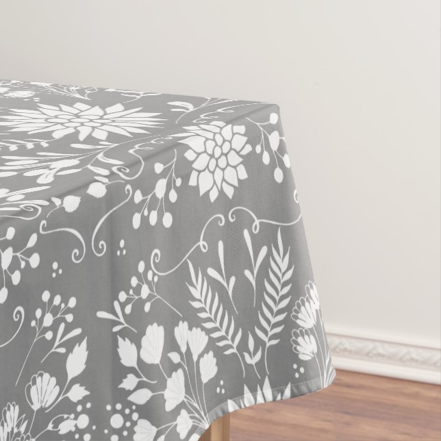Any Colour Floral Garland Swirl Cotton Tablecloth (In Situ)