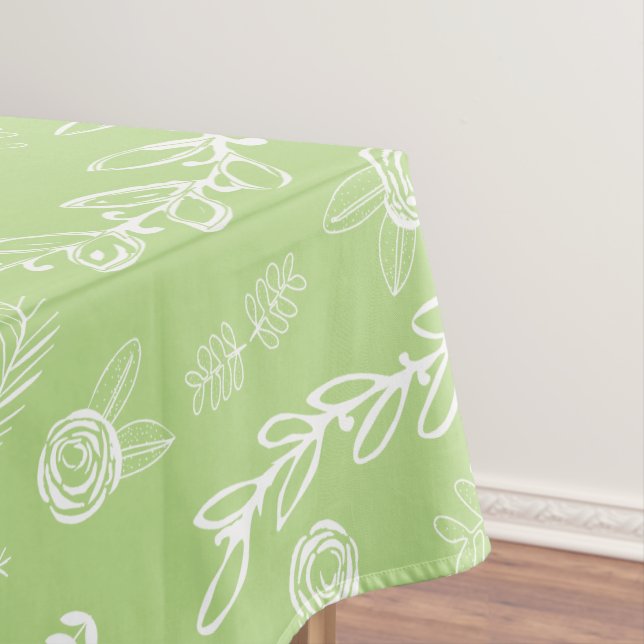 Any Colour Floral Garland Swirl Cotton Tablecloth (In Situ)
