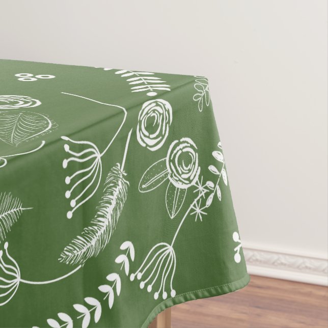 Any Colour Floral Garland Swirl Cotton Tablecloth (In Situ)