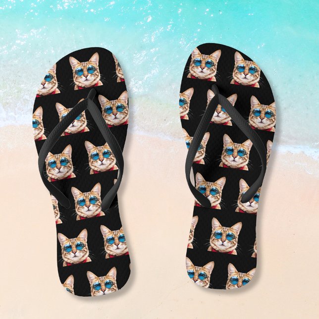 Any Colour Funny Personalised Cat Photo Flip Flops (Any Color Funny Personalized Cat Photo Flip Flops
)