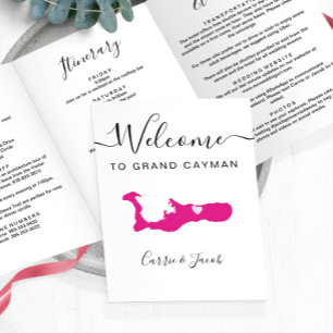 Any Colour Grand Cayman Wedding Welcome Itinerary Tri-Fold Programme