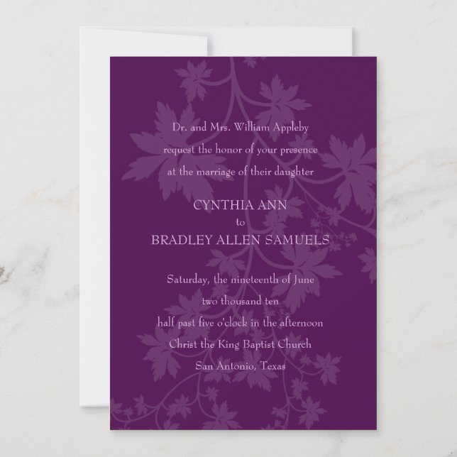 Any Colour Grape Vine Invitation (Back)