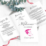 Any Colour Greece Wedding Welcome Bag Itinerary Tri-Fold Programme<br><div class="desc">Welcome guests to your wedding with this tri-fold card. There is plenty of room to include your itinerary, restaurant suggestions, things to do, and contact info. There is space for a photo on the back of the card. All text may be customised, including the heading. You may edit the colours...</div>