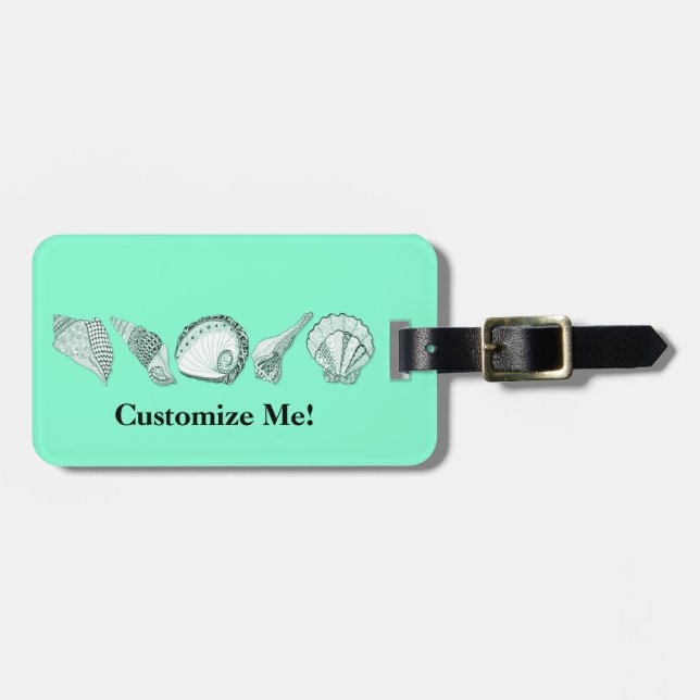 Any Colour Hand Drawn Sea Shells Luggage Tag (Front Horizontal)