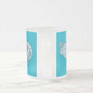 Any Colour Hand Drawn Seashells Frosted Glass Coffee Mug