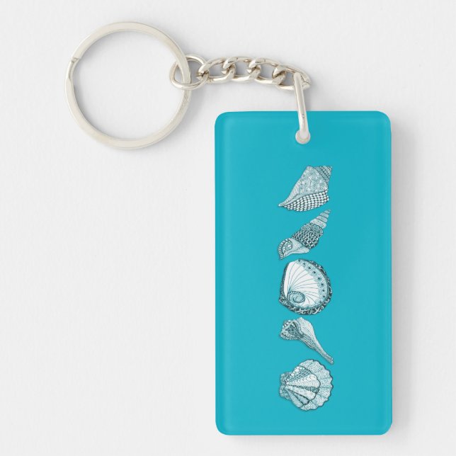 Any Colour Hand Drawn Seashells Key Ring (Front)