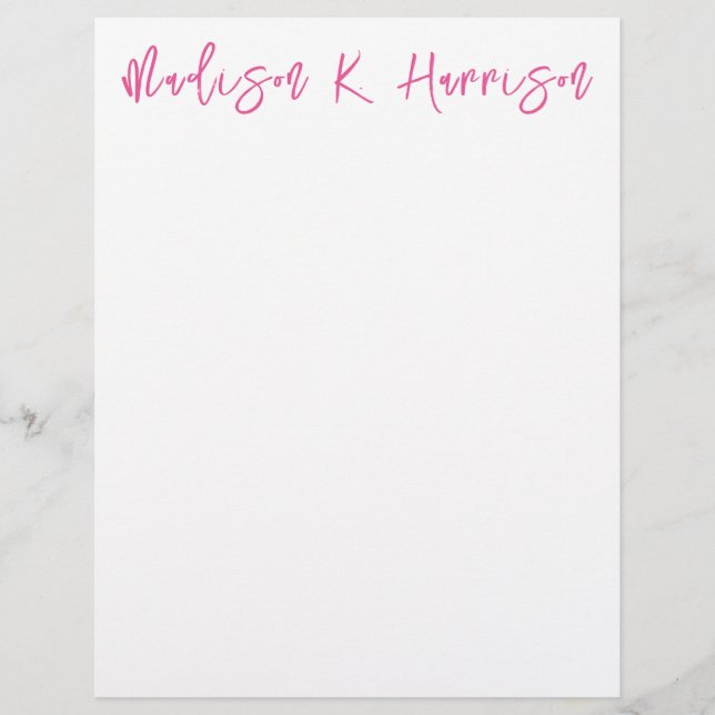 Any Colour Handwritten Script Name Letterhead Pape (Front)