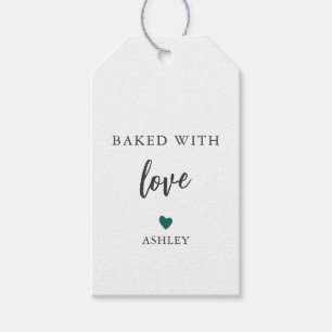 Any Colour Heart Baked With Love Tag, Homemade Coo Gift Tags