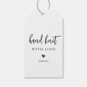 Any Colour Heart Hand Knit with Love, Handmade Gift Tags