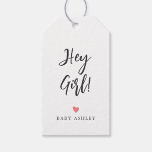 Any Colour Heart Hey Girl Gift Tag, Baby Shower Tags
