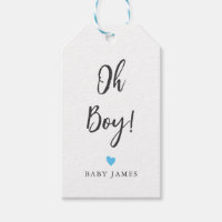 Any Colour Heart Oh Boy Gift Tag, Baby Shower