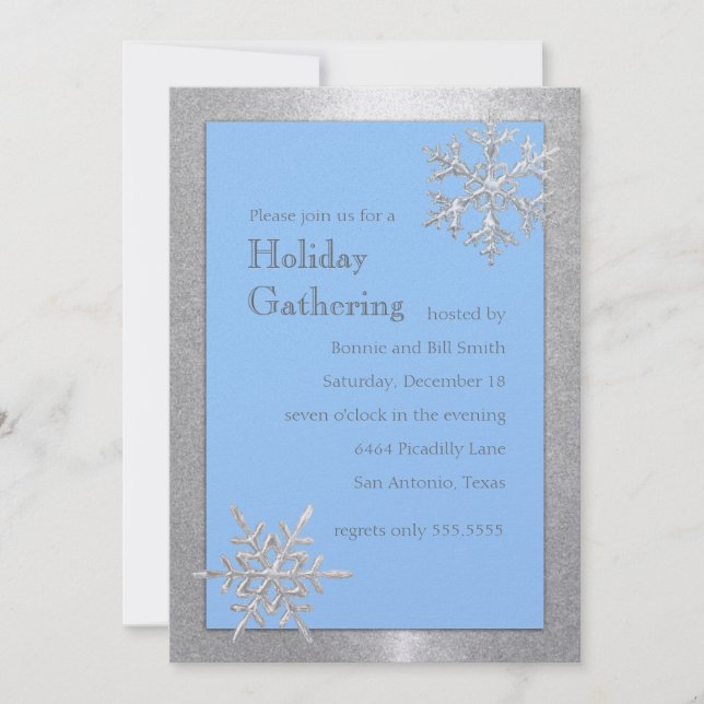 Any Colour Icy Snowflakes Holiday Party Invitation (Front)