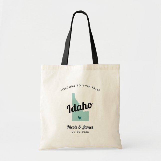 Any Colour Idaho Map Wedding Welcome Bag, Tote Bag (Front)