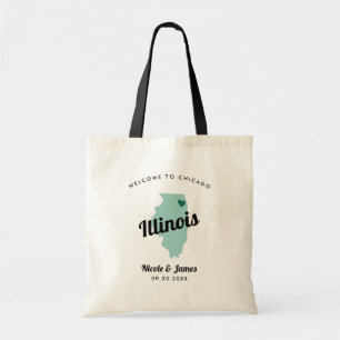 Any Colour Illinois Map Wedding Welcome Bag, Tote Bag