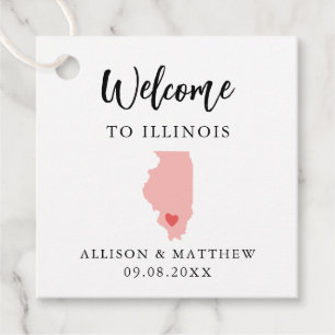 Any Colour Illinois Wedding Welcome Bag Favour Tags