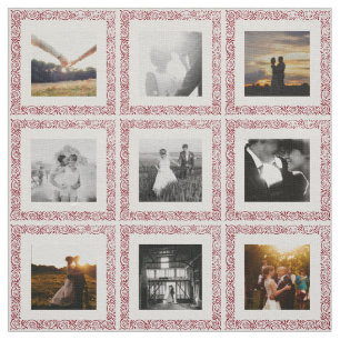 Any Colour Indian Vine 9 Photo Personalised Fabric