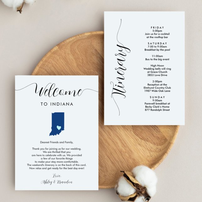 Any Colour Indiana Wedding Welcome Note Itinerary (Creator Uploaded)