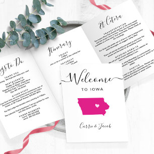 Any Colour Iowa Wedding Welcome Itinerary & Letter Tri-Fold Programme