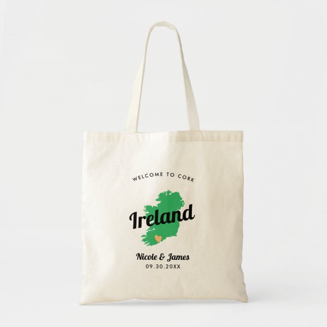 Any Colour Ireland Wedding Welcome Bag, Irish Tote Bag (Front)