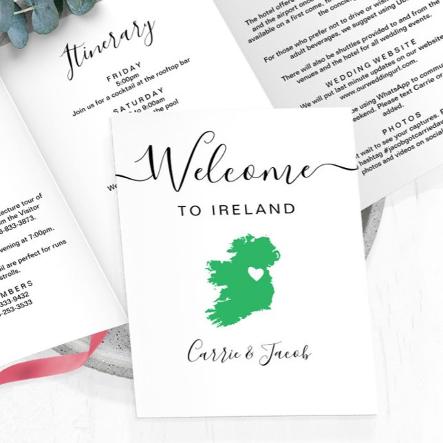 Any Colour Ireland Wedding Welcome Itinerary Lette Tri-Fold Programme (Ireland Wedding Welcome Letter & Itinerary)