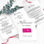 Any Colour Kansas Wedding Welcome Itinerary Letter Tri-Fold Programme<br><div class="desc">Welcome guests to your wedding with this tri-fold card. There is plenty of room to include your itinerary, restaurant suggestions, things to do, and contact info. There is space for a photo on the back of the card. All text may be customised, including the heading. You may edit the colours...</div>