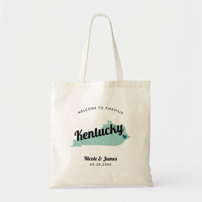 Any Colour Kentucky Map Wedding Welcome Bag, Tote Bag (Front)
