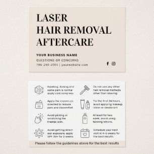 Any Colour Laser Hair Removal IPL Aftercare Card