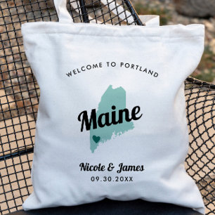 Any Colour Maine Map Wedding Welcome Bag, Tote Bag