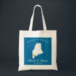Any Colour Maine Wedding Welcome Bag Tote<br><div class="desc">Fill this delightful bag with your favourite treats to welcome your guests to Maine.  Position the gold heart anywhere on the map.  Change the background colour to match your event.</div>