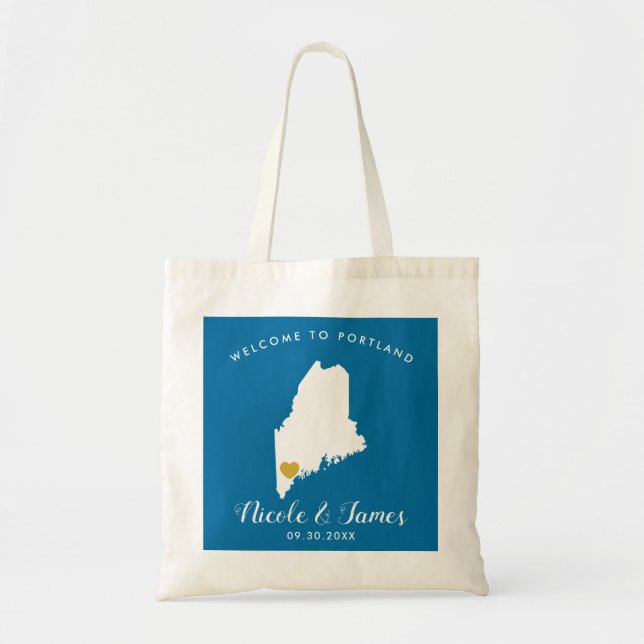 Any Colour Maine Wedding Welcome Bag Tote (Front)