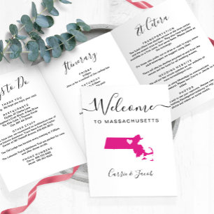 Any Colour Massachusetts Wedding Welcome Itinerary Tri-Fold Programme