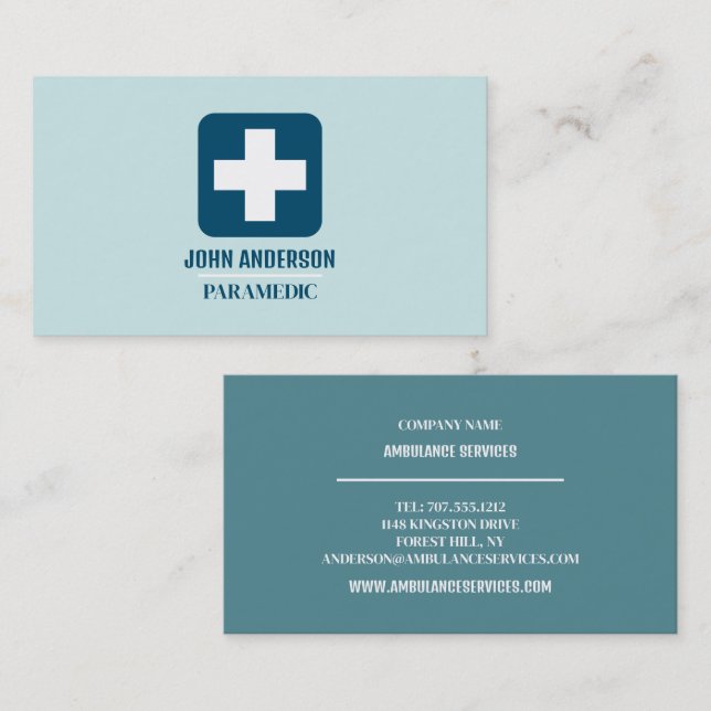 Any Colour Medical Symbol, EMT, Paramedic Business Card (Front/Back)