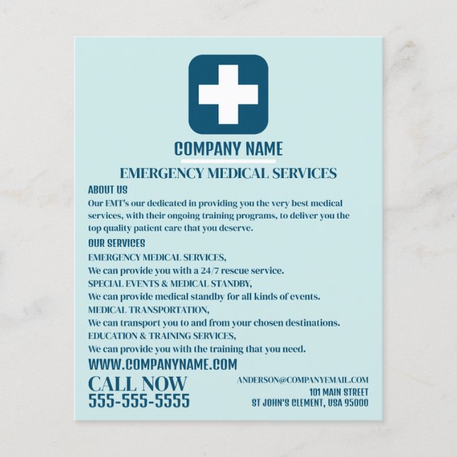 Any Colour Medical Symbol, EMT, Paramedic Flyer (Front)