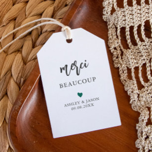 Any Colour Merci Beaucoup Tag, Wedding Thank You Gift Tags