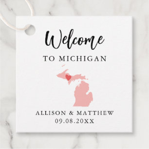 Any Colour Michigan Wedding Welcome Bag Favour Tags