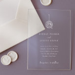 Any Colour Minimalist Disco Ball | Wedding Acrylic Invitations<br><div class="desc">These trendy yet elegant,  clear acrylic wedding invitations feature a modern and minimalist style,  with white handwritten script and classic text. A hand-drawn disco ball is featured in a subtle illustration. You can change the colour of the disco ball in the design tool.</div>