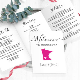 Any Colour Minnesota Map Wedding Welcome Itinerary Tri-Fold Programme