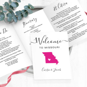 Any Colour Missouri Map Wedding Welcome Itinerary Tri-Fold Programme