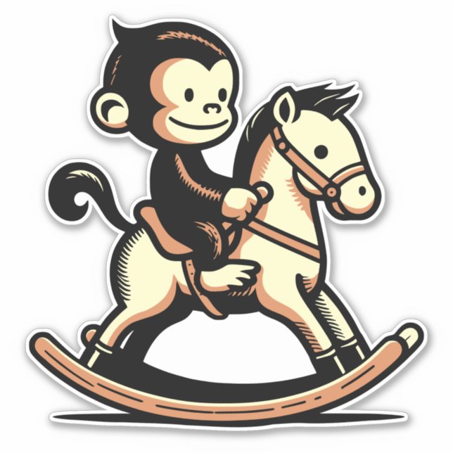 Any Colour Monkey On Rocking Horse (Front)