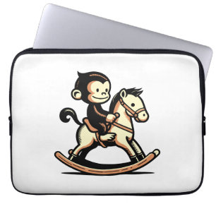 Any Colour Monkey On Rocking Horse Laptop Sleeve