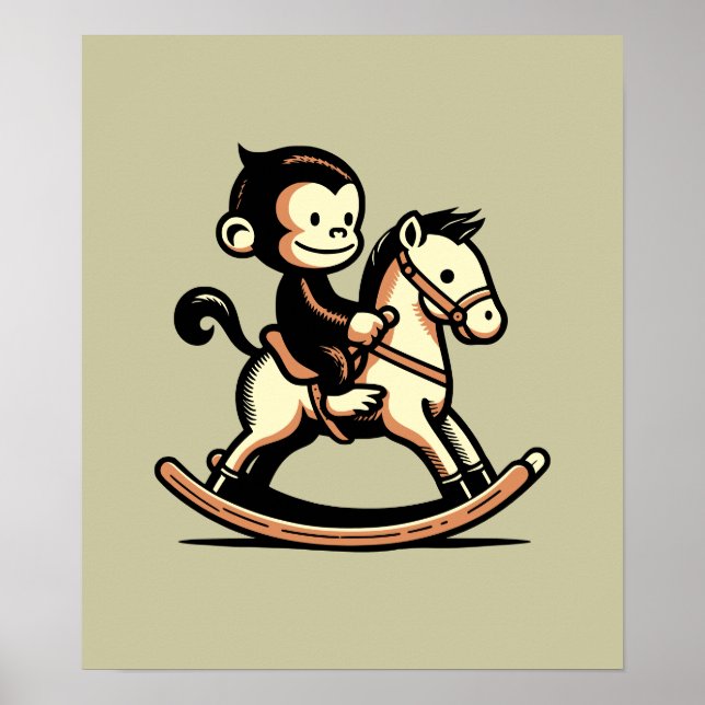 Any Colour Monkey On Rocking Horse Poster (Front)