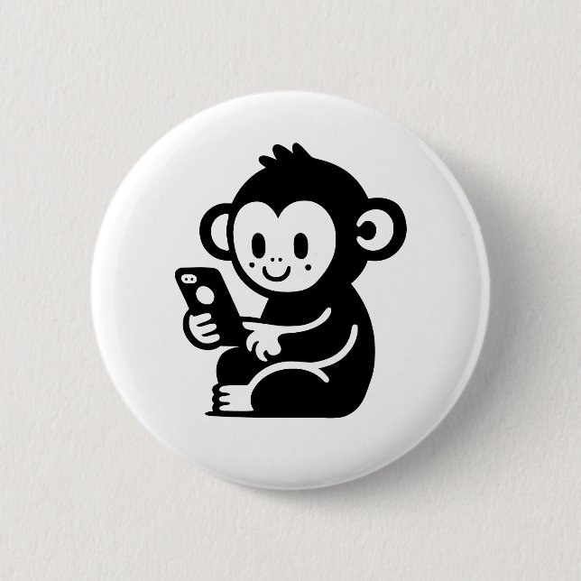 Any Colour Monkey Phone 6 Cm Round Badge (Front)