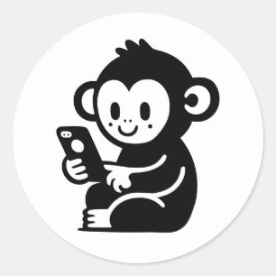 Any Colour Monkey Phone Classic Round Sticker